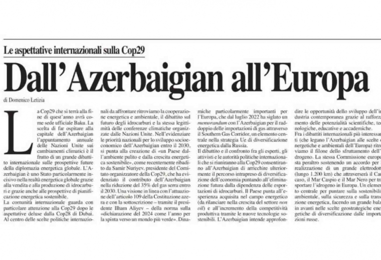 İtaliya nəşri Bakıda keçiriləcək COP29-dan gözləntilərdən yazıb