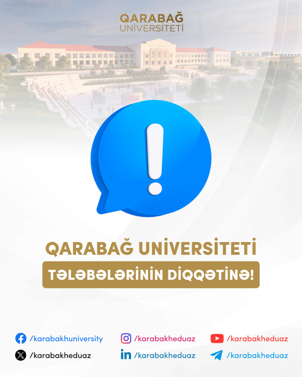 Qarabağ Universitetində dərslər 23 sentyabr tarixində başlayacaq