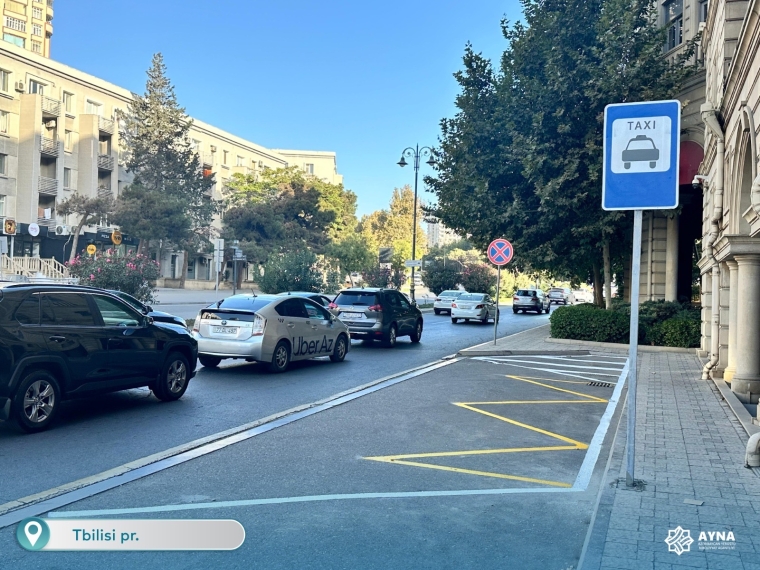 AYNA Tbilisi prospektində taksilər üçün duracaq və minib-düşmə yerləri təşkil etdi