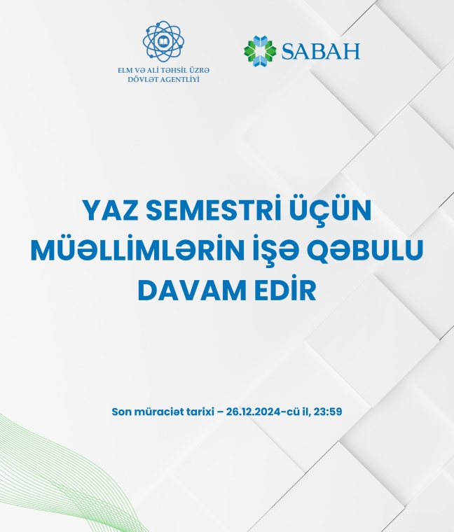 SABAH qrupları yaz semestri üçün müəllimlərin işə qəbulunu elan edir