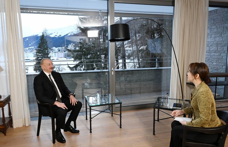 Azərbaycan Respublikasının Prezidenti İlham Əliyev yanvarın 20-də Davosda Çinin CGTN (China Global Television Network) telekanalına verdiyi müsahibənin videosu