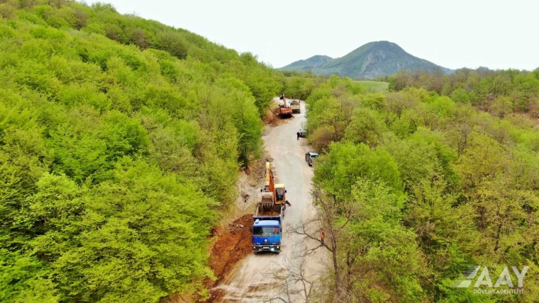 Çovdar-Çaykənd avtomobil yolunun 9.7 km-lik hissəsi əsaslı təmir olunur VİDEO/FOTO