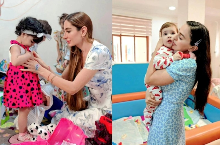 Leyla Əliyeva və Arzu Əliyeva körpələr evində