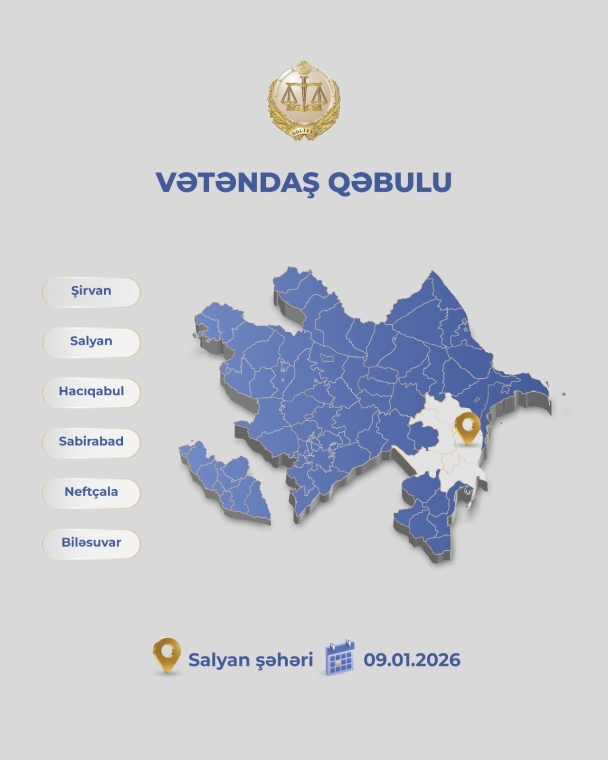 Ədliyyə naziri Salyan şəhərində vətəndaşları qəbul edəcək