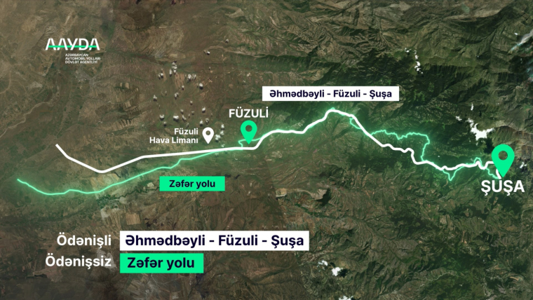 Əhmədbəyli–Füzuli–Şuşa avtomobil yolu ödənişli yol kimi artıq istifadədədir
