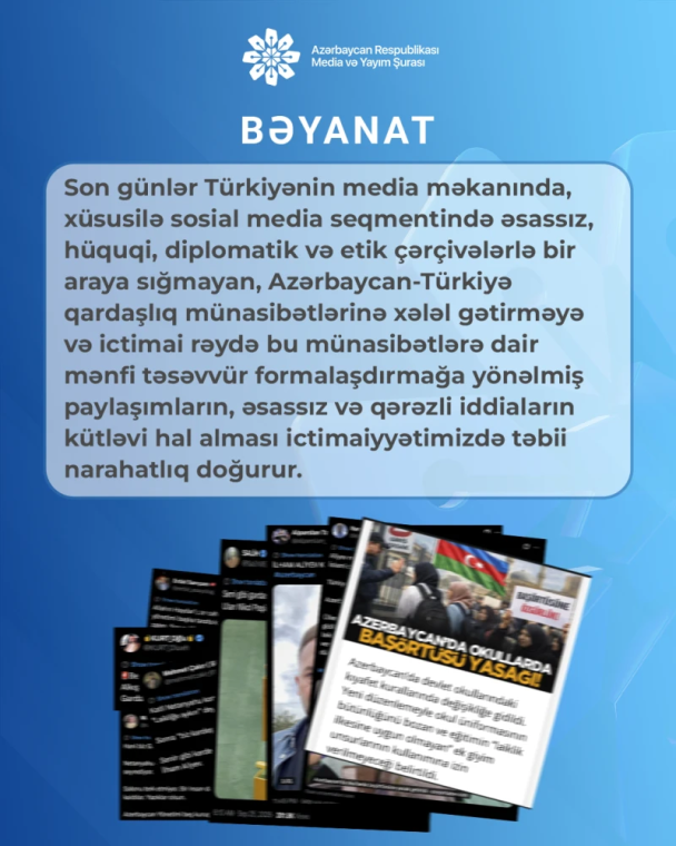 Media və Yayım Şurası Bəyanat yaydı